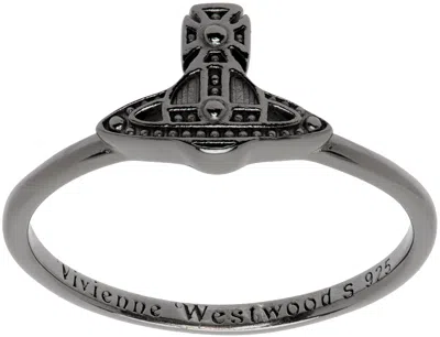 Vivienne Westwood Gunmetal Oslo Ring In Ruthenium (925)