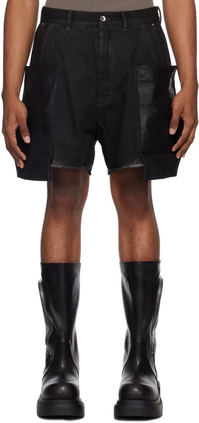 Rick Owens Stefan Denim Cargo Shorts In Black