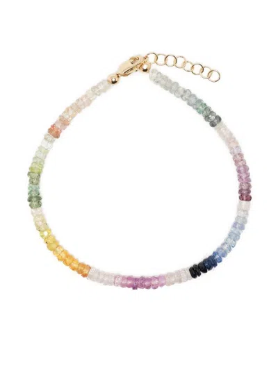 Roxanne First 9kt White Gold Rainbow Sapphire Beaded Bracelet In Multicolour