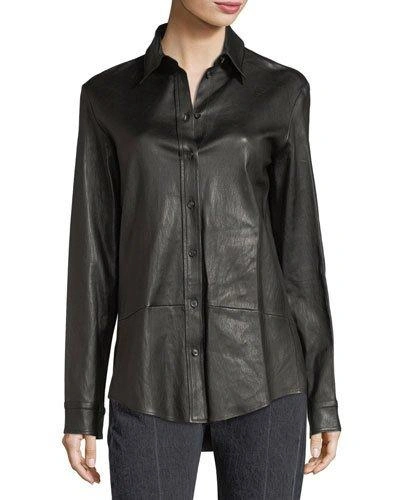 The Row Nopa Leather Shirt Jacket