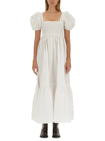 Ganni Midi Dress In White
