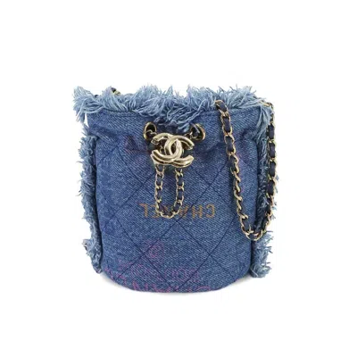 Pre-owned Chanel Bucket Blue Denim - Jeans Shoulder Bag ()