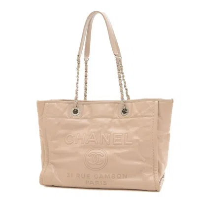 Pre-owned Chanel Deauville Pink Leather Shoulder Bag ()