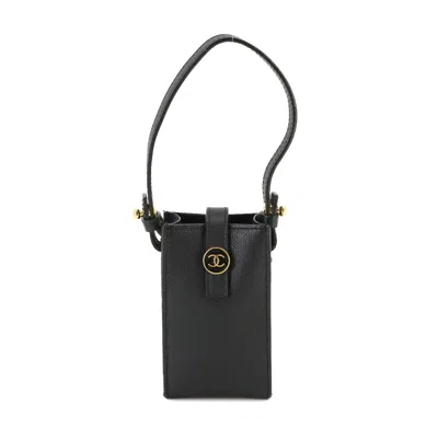 Pre-owned Chanel Etui À Cigarette Black Leather Shoulder Bag ()