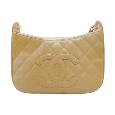 Pre-owned Chanel Matelassé Beige Leather Shoulder Bag ()