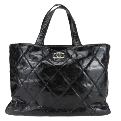 Pre-owned Chanel Matelassé Black Rare Leather Tote Bag ()