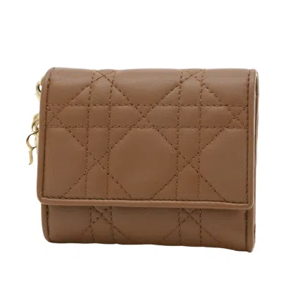 Dior Lotus Lady  Brown Leather Wallet  ()