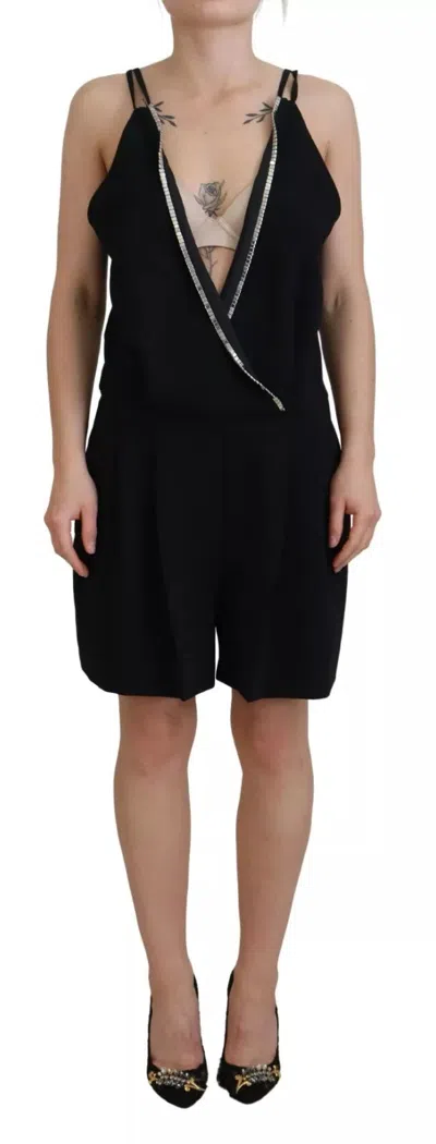 Dsquared² Black Embellished Sleeveless V-neck Jumpsuit Women's Dress