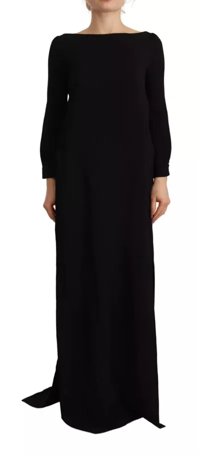 Dsquared² Black Long Sleeves Side Slit Floor Length Women's Dress
