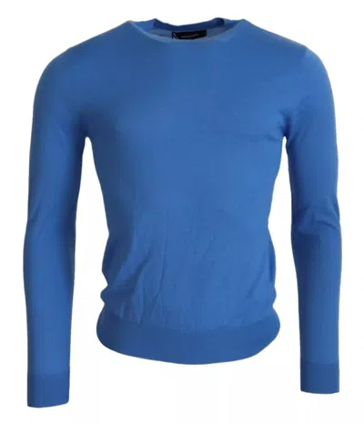 Dsquared² Blue Wool Long Sleeves Crewneck Pullover Sweater