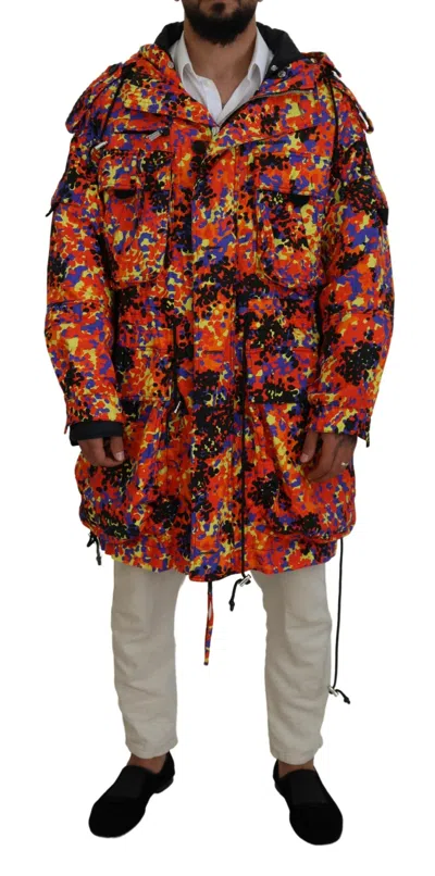 Dsquared² Multicolor Long Hooded Cargo Pocket Coat Men's Jacket