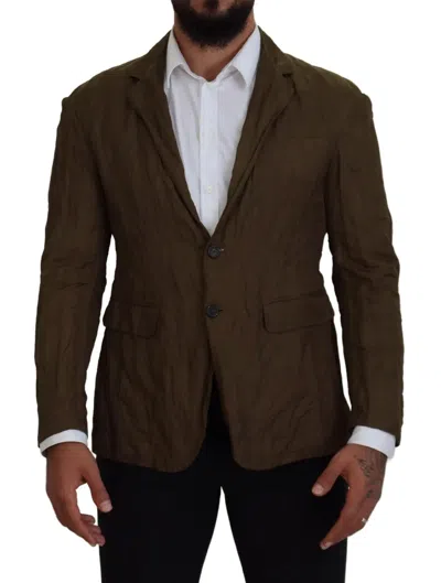 Dsquared² Green Single Breasted Men Coat Blazer Men's Jacket