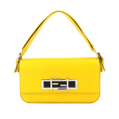 Fendi Baguette Yellow Leather Shoulder Bag ()