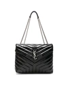 Saint Laurent Medium Loulou Patent Leather Shoulder Bag - Black In Black