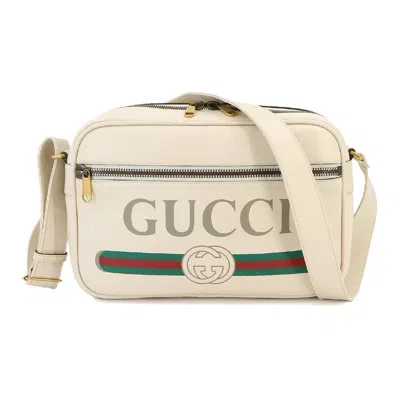 Gucci Print White Leather Shoulder Bag ()