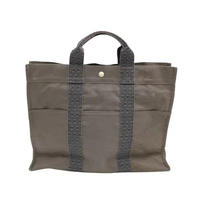 Hermes Hermès Herline Grey Canvas Tote Bag ()