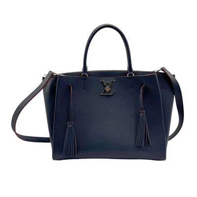 Pre-owned Louis Vuitton Lockme Navy Leather Tote Bag ()