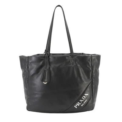 Prada Black Leather Tote Bag () In Brown