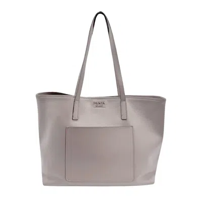 Prada Grey Leather Shopper Bag () In Gray
