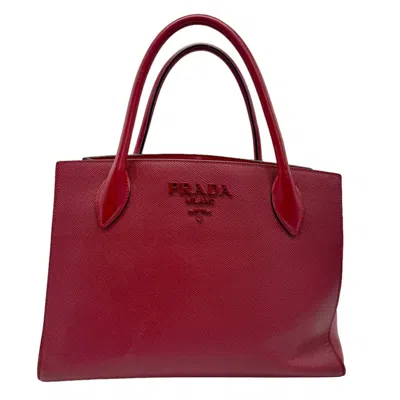 Prada Leather Tote Bag () In Red