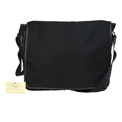 Prada Tessuto Black Synthetic Shoulder Bag () In Burgundy