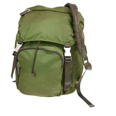 Prada Tessuto Khaki Synthetic Backpack Bag () In Burgundy