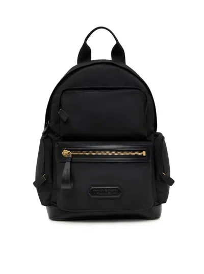 Tom Ford Logo Nylon Backpack In Black