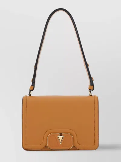 Valentino Garavani Vlogo Leather Shoulder Bag In Brown