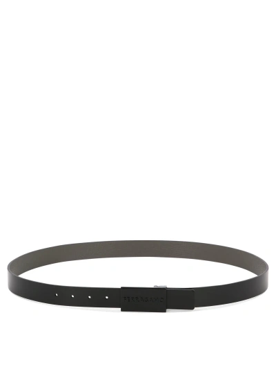 Ferragamo Adjustable And Reversible Belt In Grey