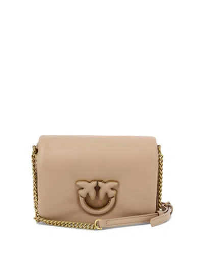 Pinko Love Click Puff Baby Leather Shoulder Bag In Powder