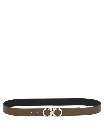 Ferragamo Reversible And Adjustable Gancini Belt Belts Brown