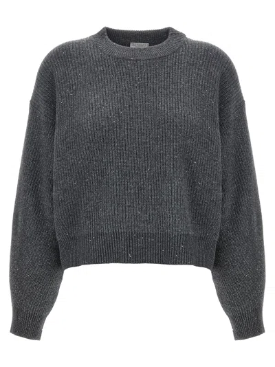 Brunello Cucinelli Sequin Sweater In Gray