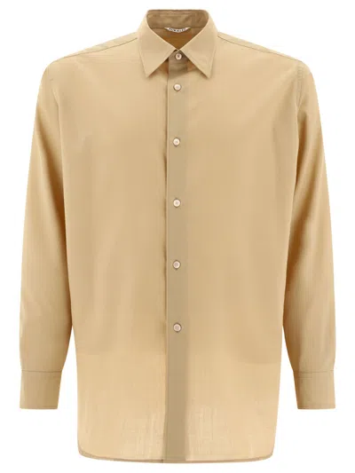Auralee Superfine Tropical Wool Shirt Shirts Beige In Brown