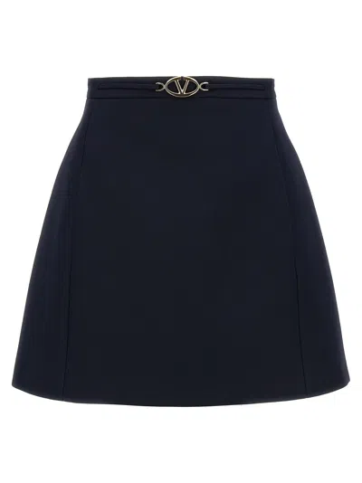 Valentino Logo Skirt Skirts Blue In Black