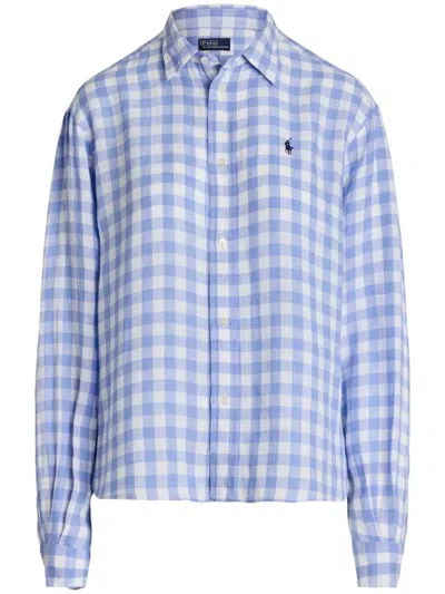 Polo Ralph Lauren Shirts In Austin Blue/white