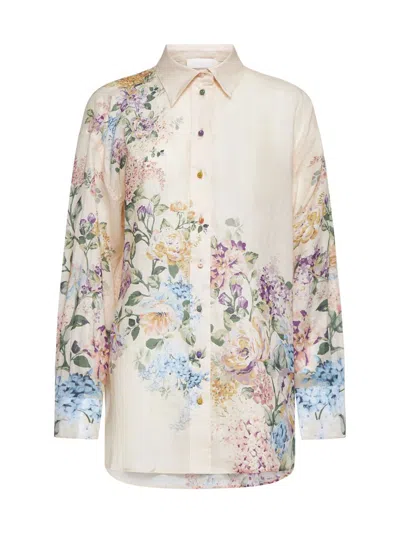 Zimmermann Shirts In Cream Watercolour Floral