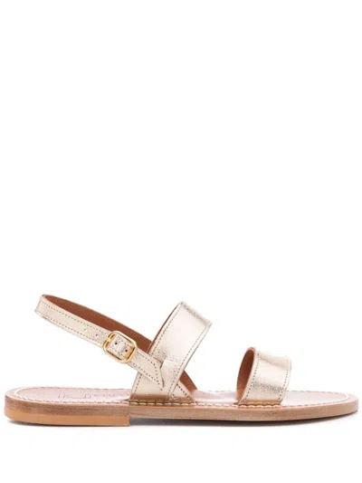 Kjacques Barigoule Leather Flat Sandals In Gold