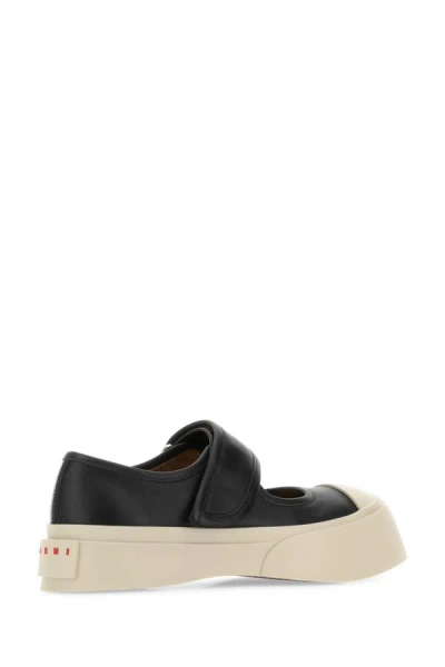 Marni Woman Navy Blue Leather Mary Jane Sneakers