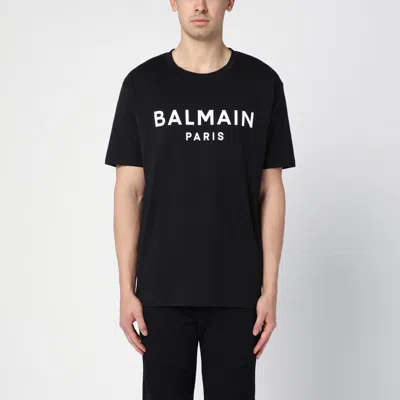 Balmain Black Cotton Crew-neck T-shirt With Logo