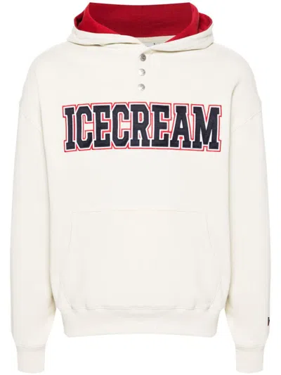 Icecream Logo-appliqué Cotton Hoodie In White