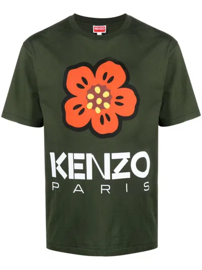 Kenzo Boke Flower-print Cotton T-shirt In Green