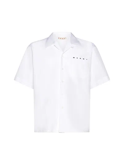 Marni Logo Bowling Shirt In White
