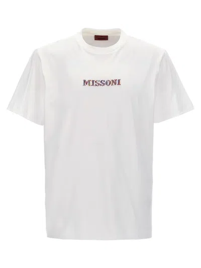 Missoni Logo Embroidery T-shirt In Blanco