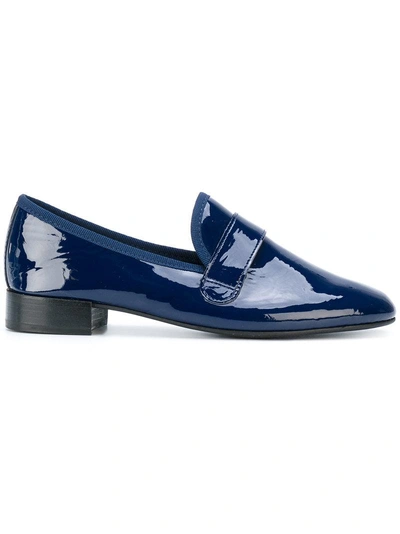 Repetto Block Heel Loafers In Blue