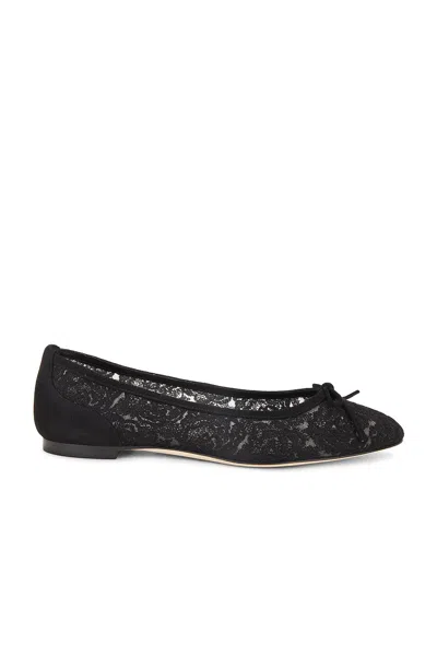 Manolo Blahnik Verizzo Floral-embroidered Ballerina Shoes In Black