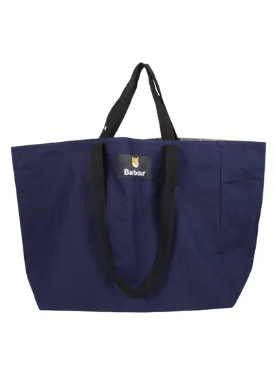 Barbour X Maison Kitsune ' Reversible Tote Bag In Blue