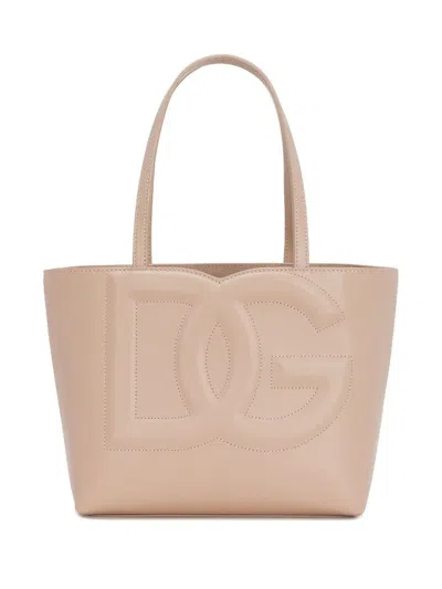 Dolce & Gabbana Dg Logo Small Leather Tote Bag In Pink