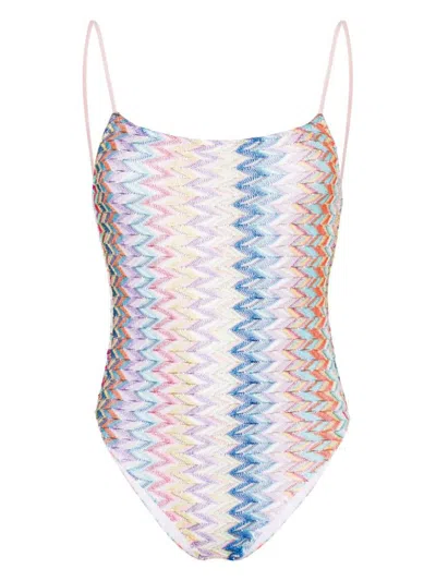Missoni Zigzag Pattern One-piece Swimsuit In Multicolour