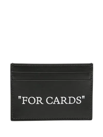 Off-white Quote Bookish Leather Cardholder In Black/white