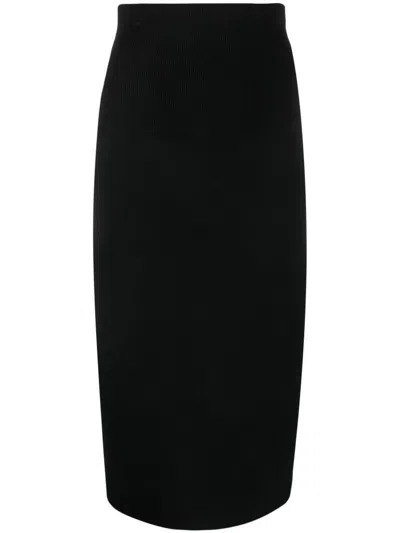 Victoria Beckham Stretch-knit Midi Skirt In Black